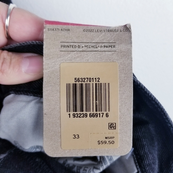 Levi's 501 Distressed Black Button Fly Denim Jean Shorts NWT size 33 - Picture 5 of 9